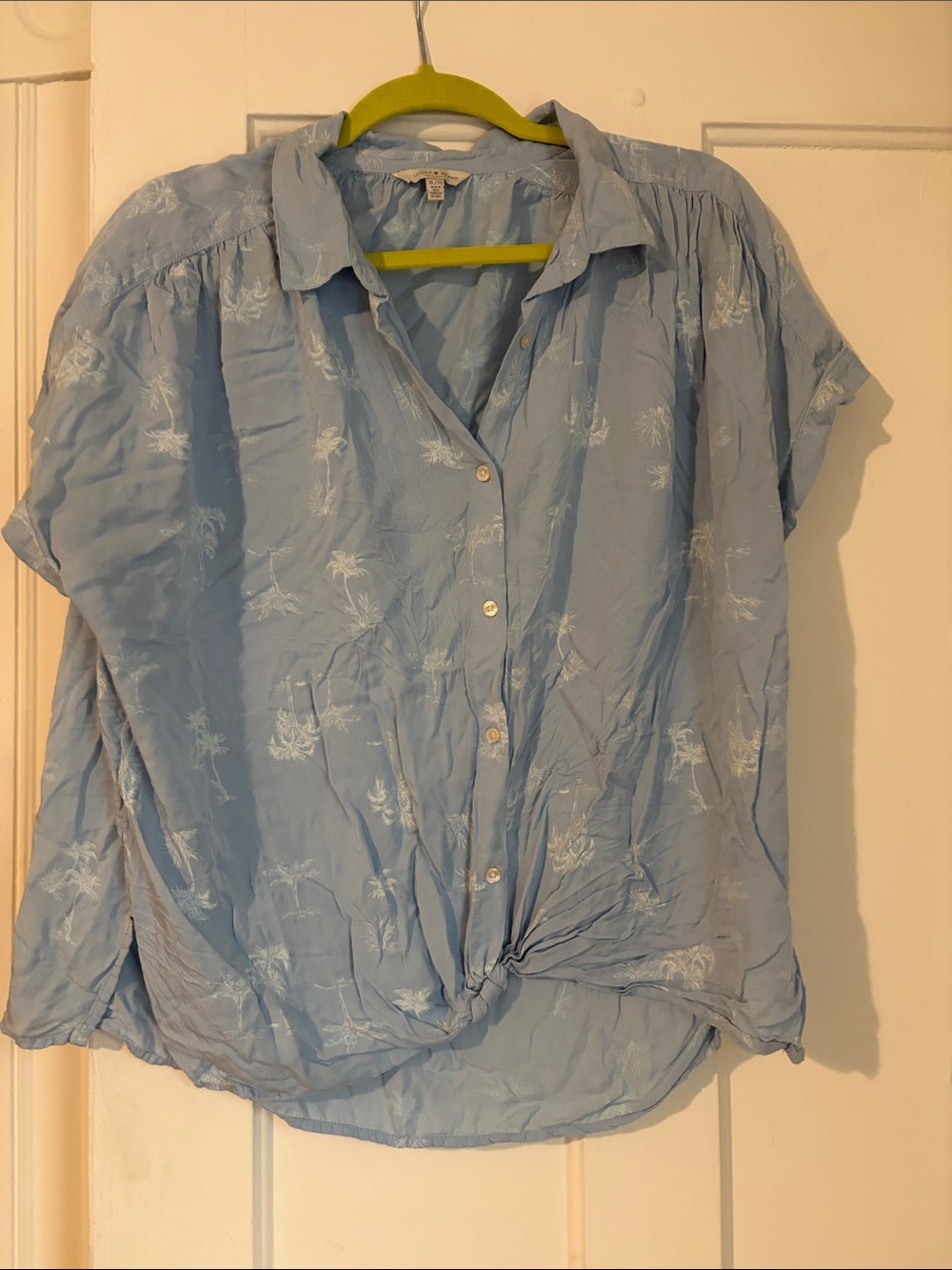 Lucky Brand Light Blue Palm-Print Button Shirt